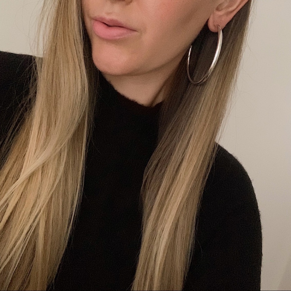 Silver Tube Hoops | 18k White Gold Filled - Picture 2 of 4